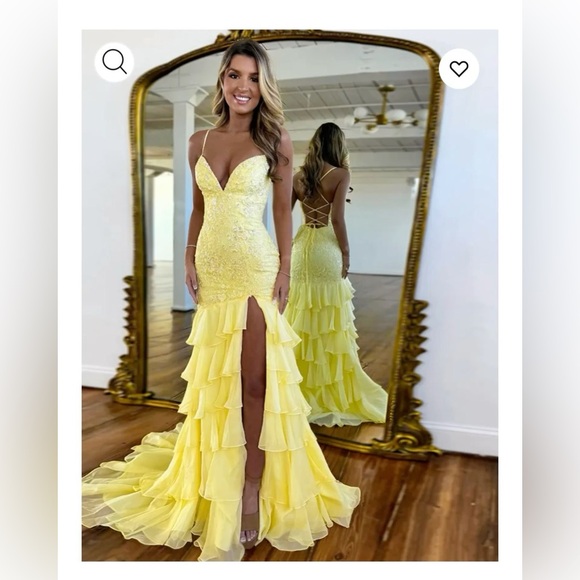 Yellow Ruffle Prom Dress - Picture 4 of 4